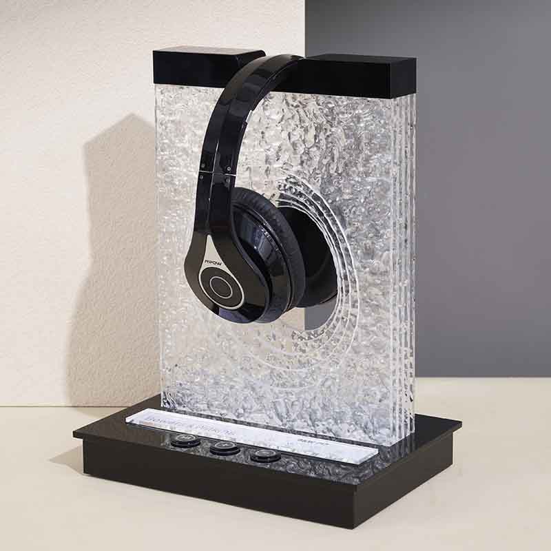 Charged Active Neck Headphone Stand Advertising Frosted Acrylic Display Racks Holder Hanger With a Hole